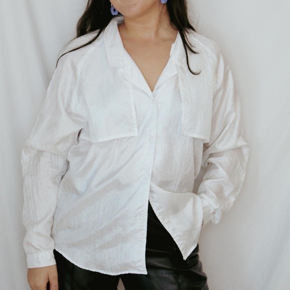 Diane von Furstenberg Vintage Button Up Top Panels Roll Tab Crinkle Fabric 16 - Picture 1 of 11